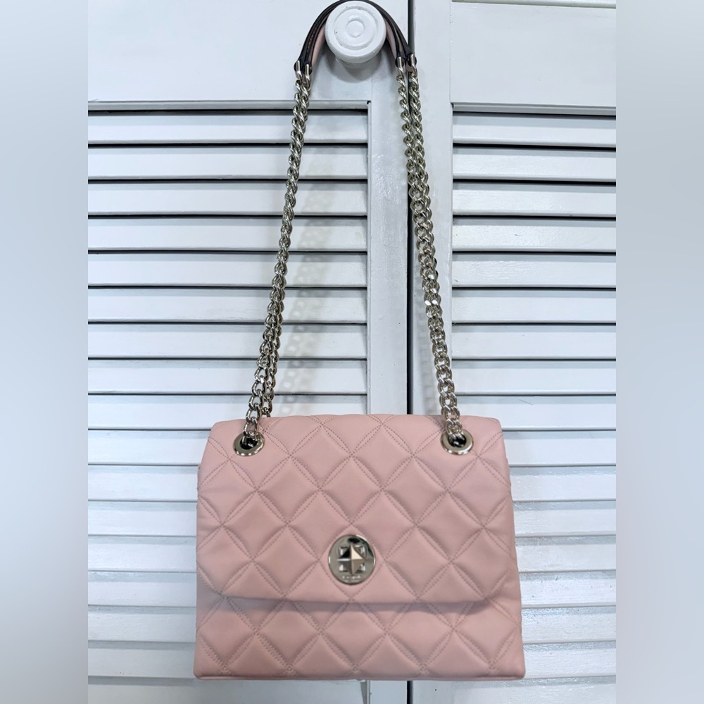 Quilted Pink Shoulder Bag with Chain Strap